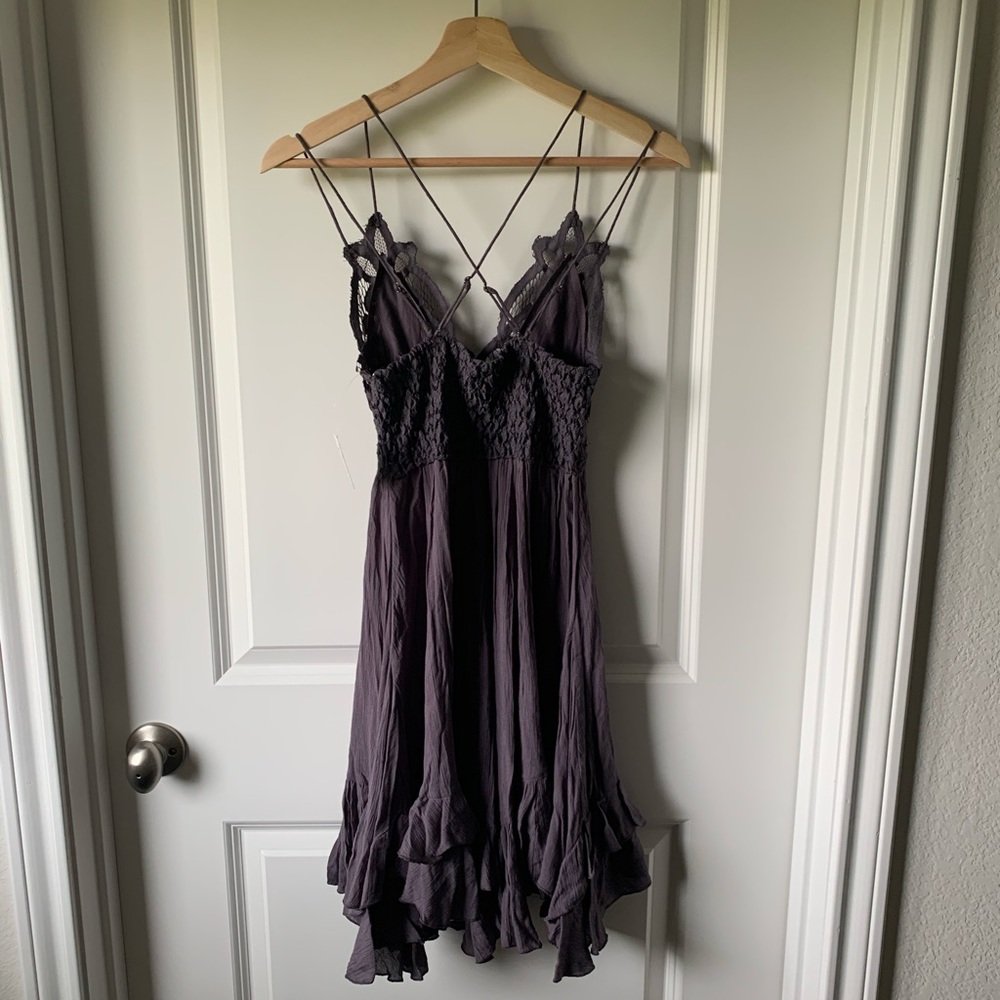 Free People FP One Adella Mini Slip Dress Charcoal - Picture 11 of 11
